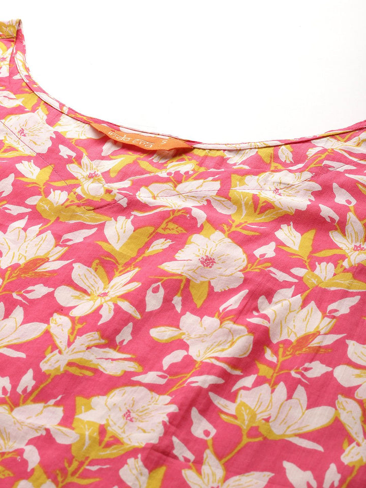 Indo Era Women Floral Printed Pure Cotton Kurta