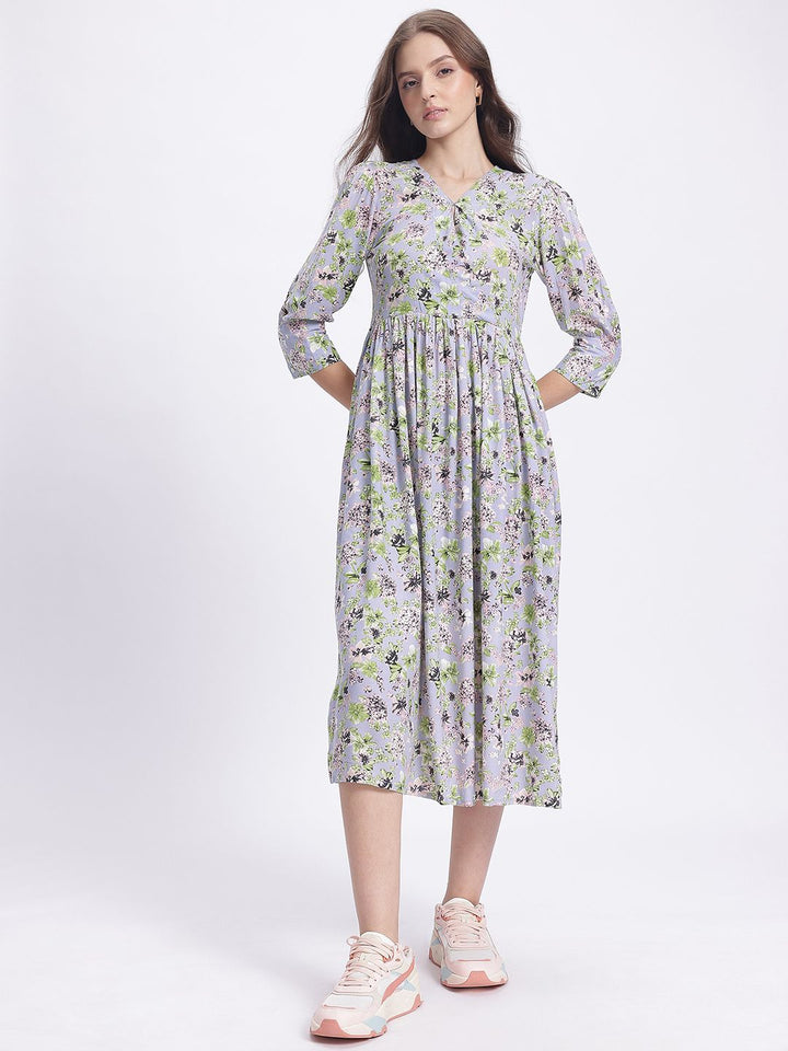 DressBerry Floral  Printed Slit Printed A-Line Dress