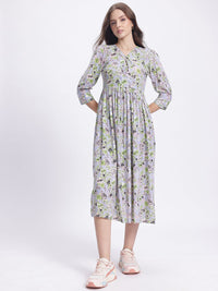 DressBerry Floral  Printed Slit Printed A-Line Dress