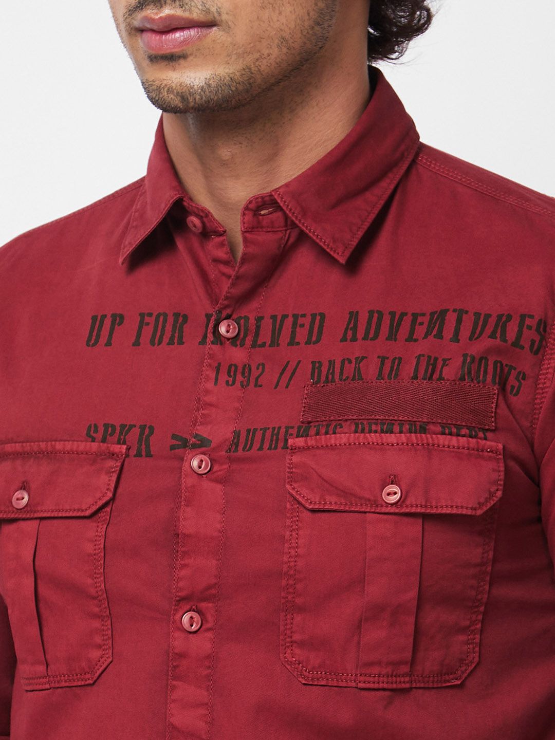 SPYKAR Typography Printed Cotton Casual Shirt