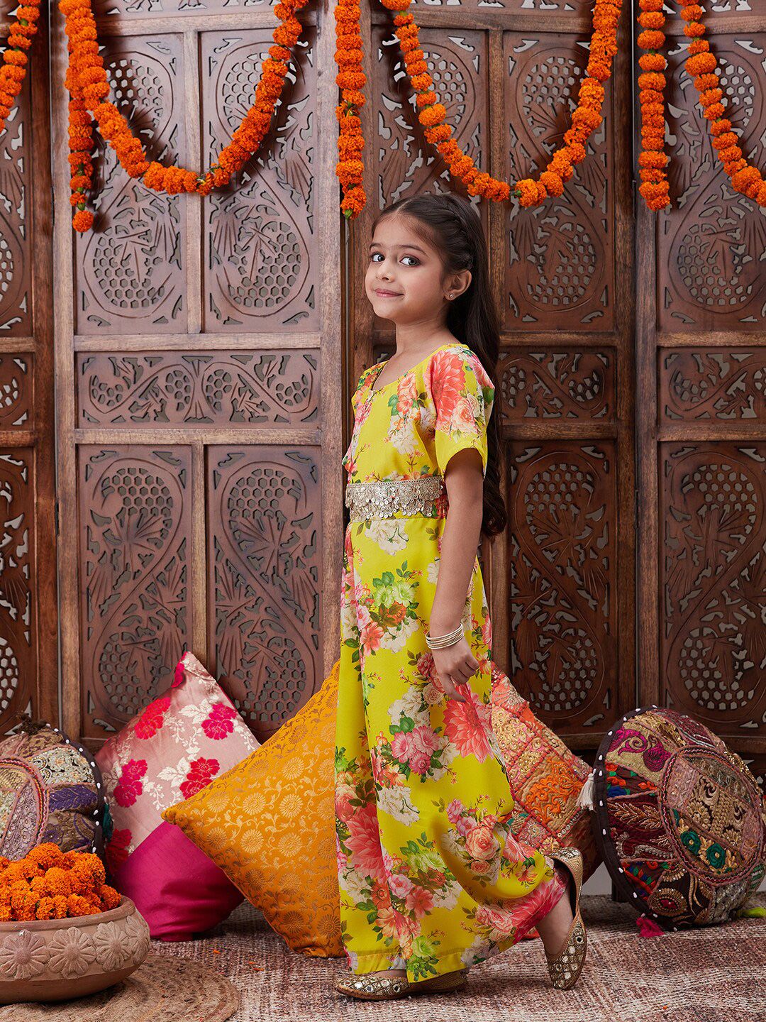 pspeaches Girls Floral Printed Top With Palazzos