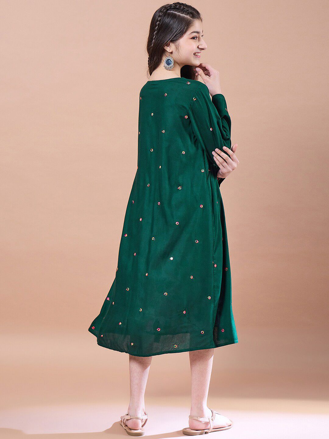 pspeaches Girls Floral Print Square Neck Empire Cotton Midi Dress