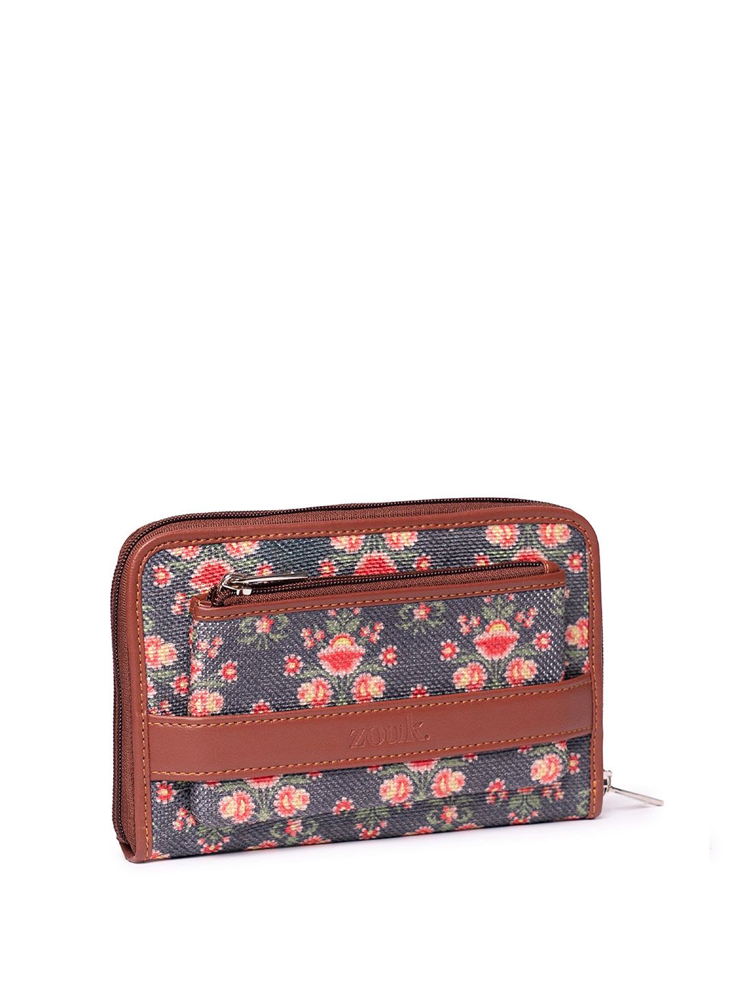ZOUK Women Mughal Garden Floral Printed Classic Zip Around Wallet