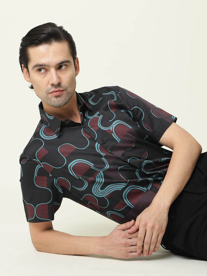 RARE RABBIT Men Printed Slim Fit Casual Shirt