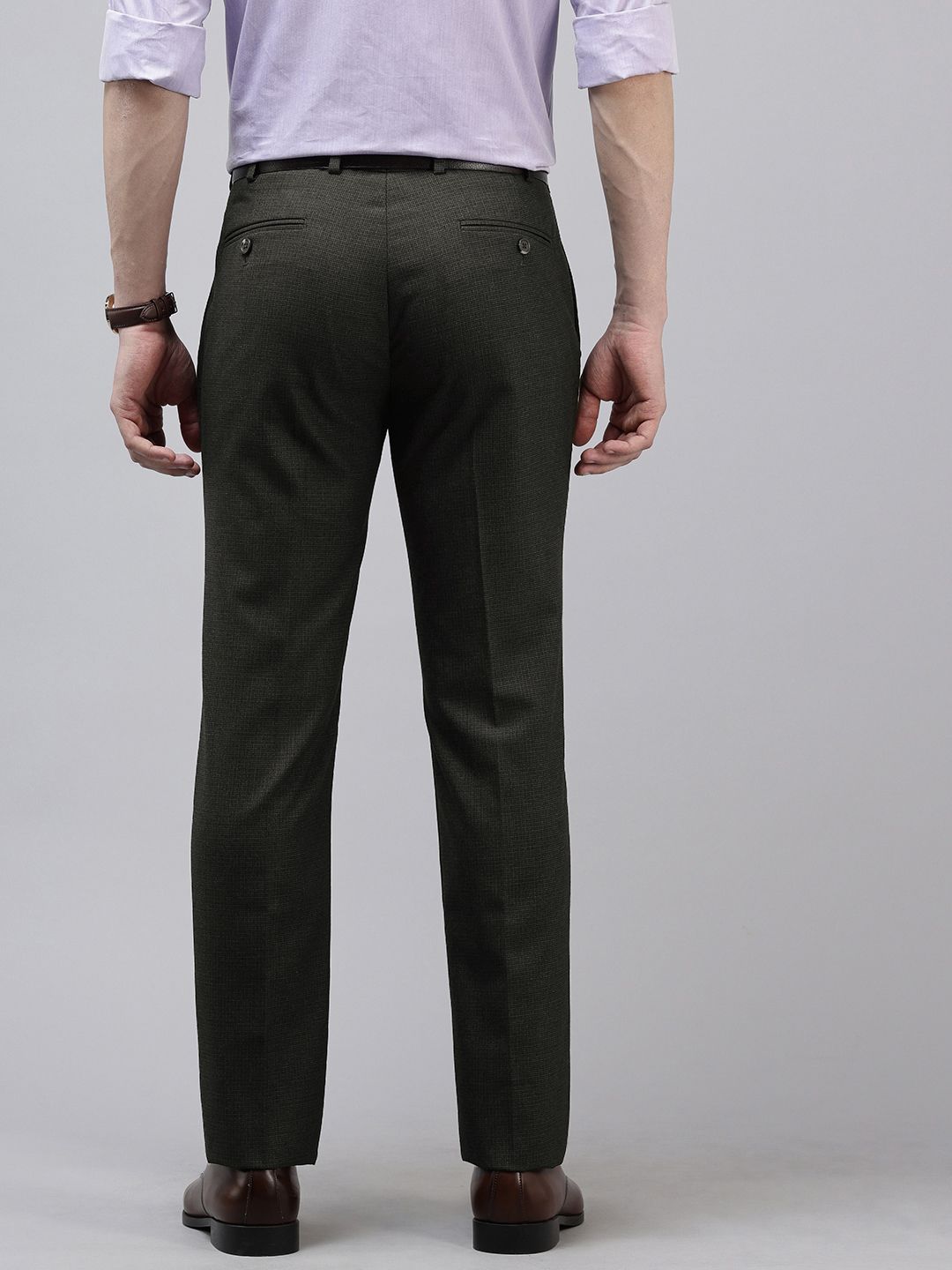 Park Avenue Men Checked Slim Fit Formal Trousers