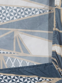 KLOTTHE White & Blue Geometric Printed 300 TC Dilengkapi Cadar King Dengan 2 Sarung Bantal