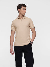 French Connection Self-Design Textured Polo Collar T-shirt