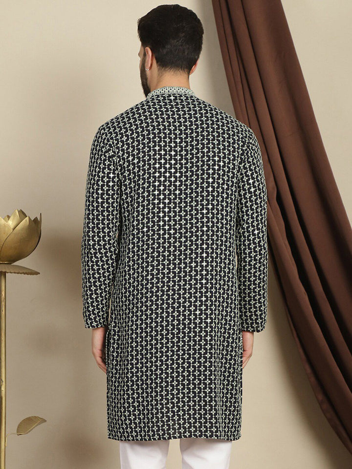 Anouk Geometric Printed Mandarin Collar Lengan Panjang Cotton Kurta