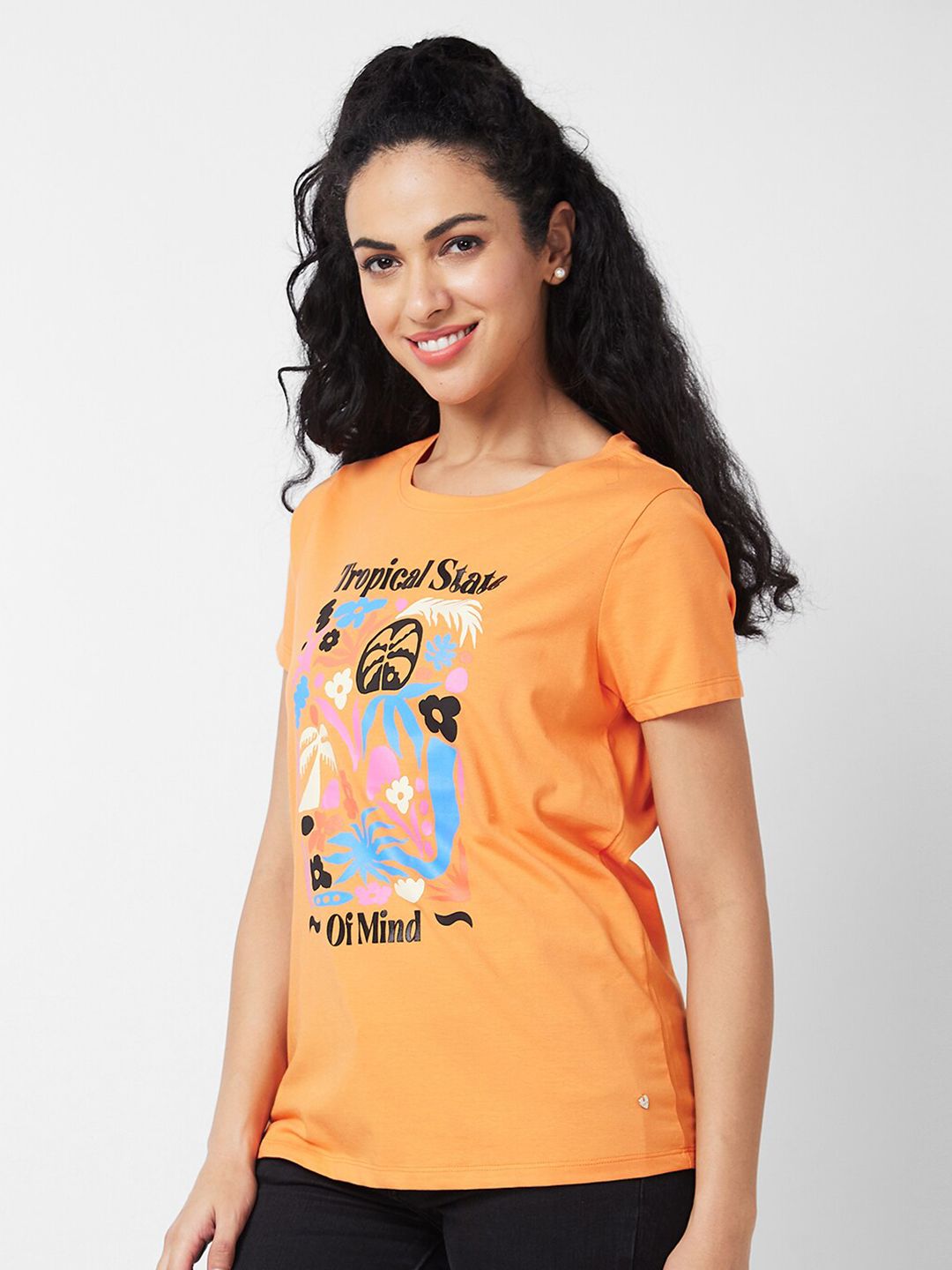 SPYKAR Typography Printed Round Neck Cotton T-shirt