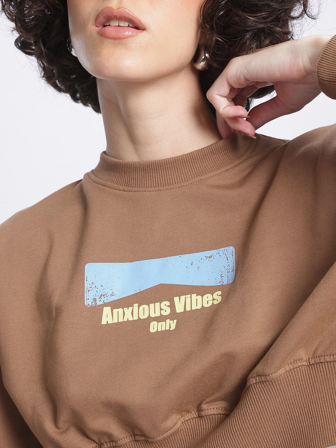 DressBerry Printed Cropped Boxy Sweatshirt