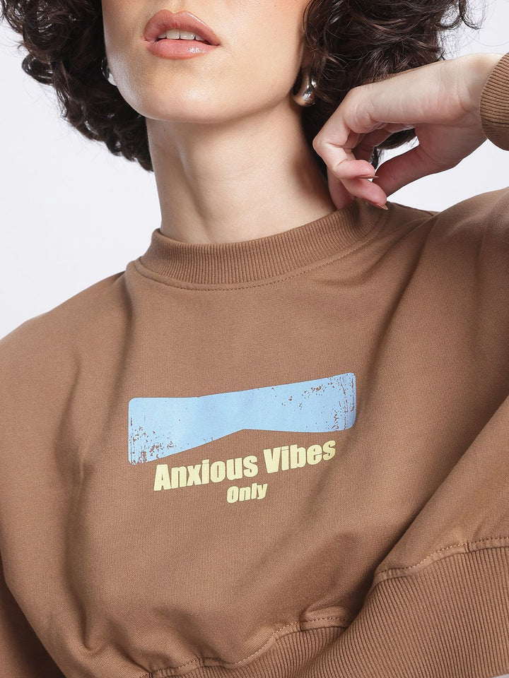 DressBerry Printed Cropped Boxy Sweatshirt