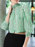 DressBerry Kawaii Core Striped Shirt Style Crop Top