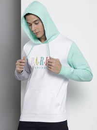 The Indian Garage Co Men White & Green Embroidered Hooded Sweatshirt