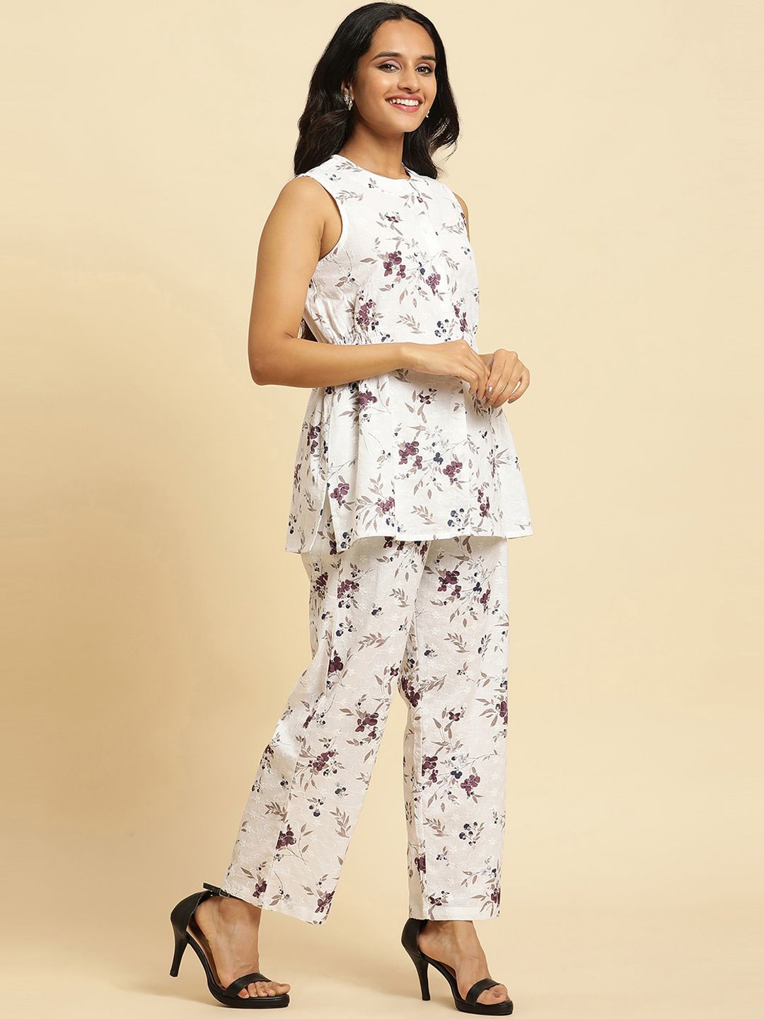 W Floral Floral Printed Tunic & Trousers Co-Ords