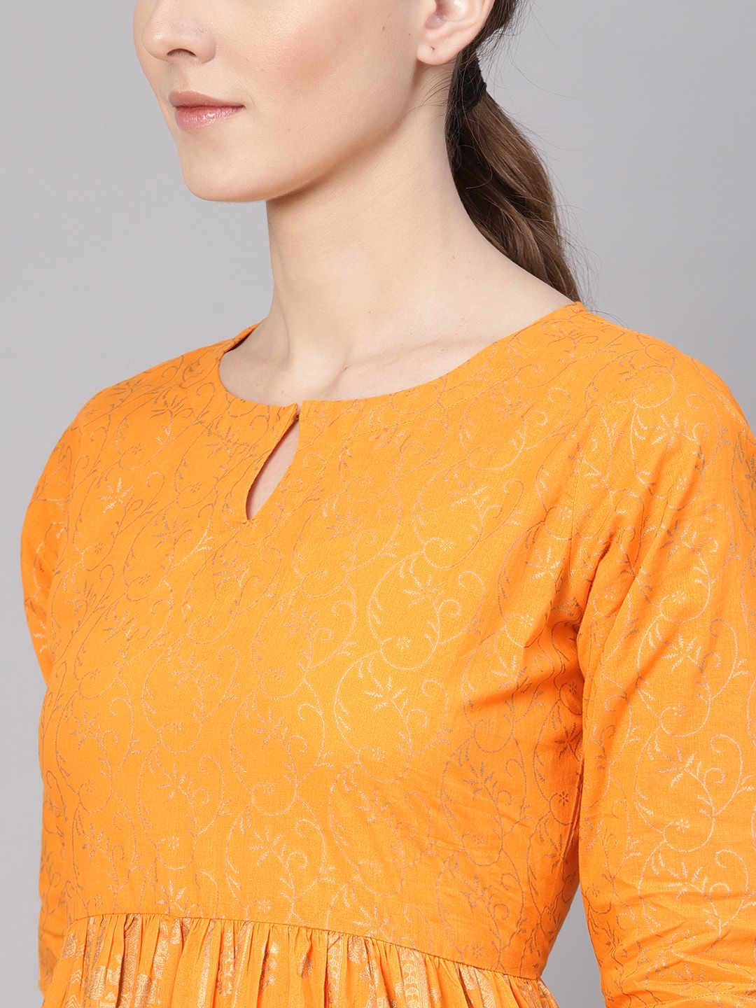 Gerua By Libas Women Printed Mustard Yellow Printed A-Line Dress
