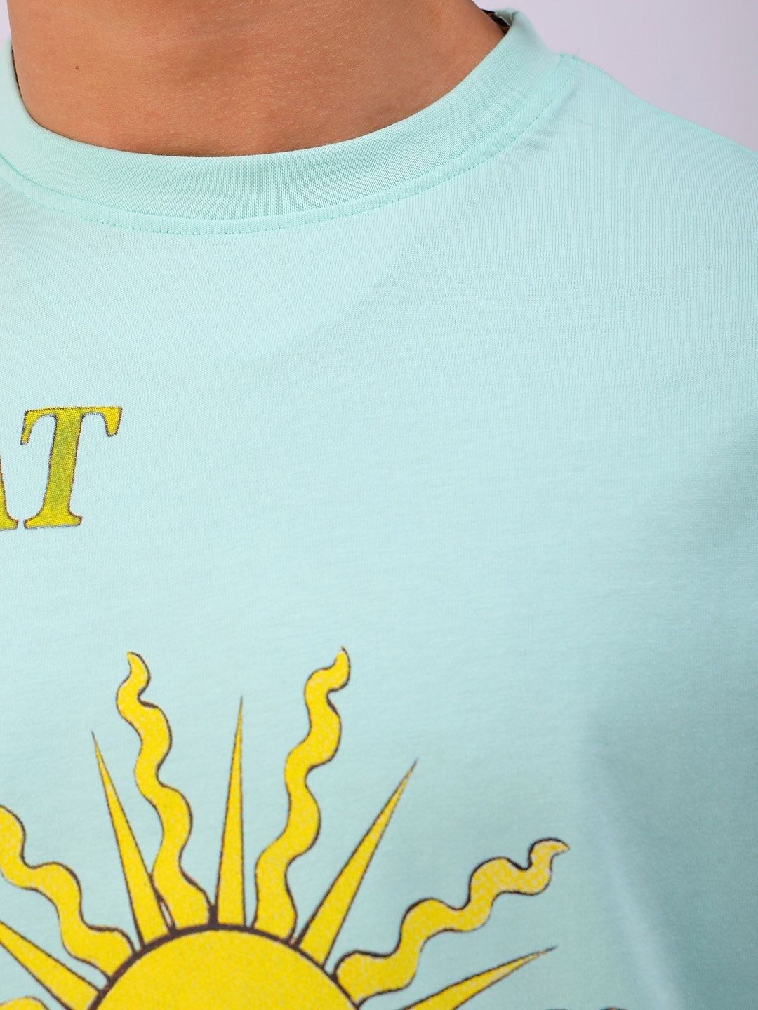 The Indian Garage Co Men Typography Printed Pure Cotton Oversized T-Shirt