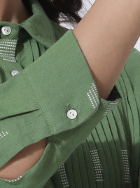 W Ethnic Motifs Printed Shirt Collar Anarkali Kurta with Trousers