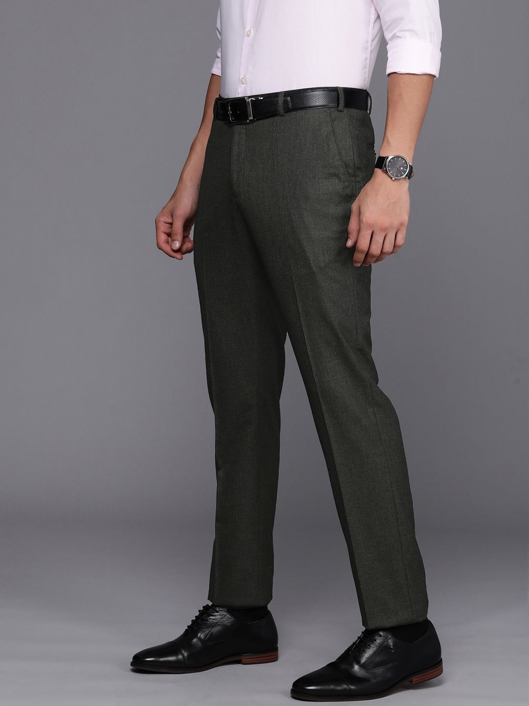 Raymond Men Textured Slim Fit Formal Trousers