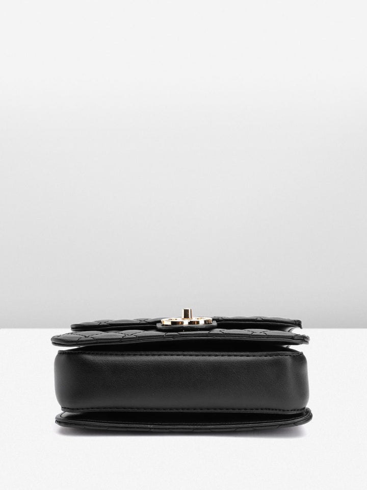 DressBerry Quilted Structured Satchel Bag