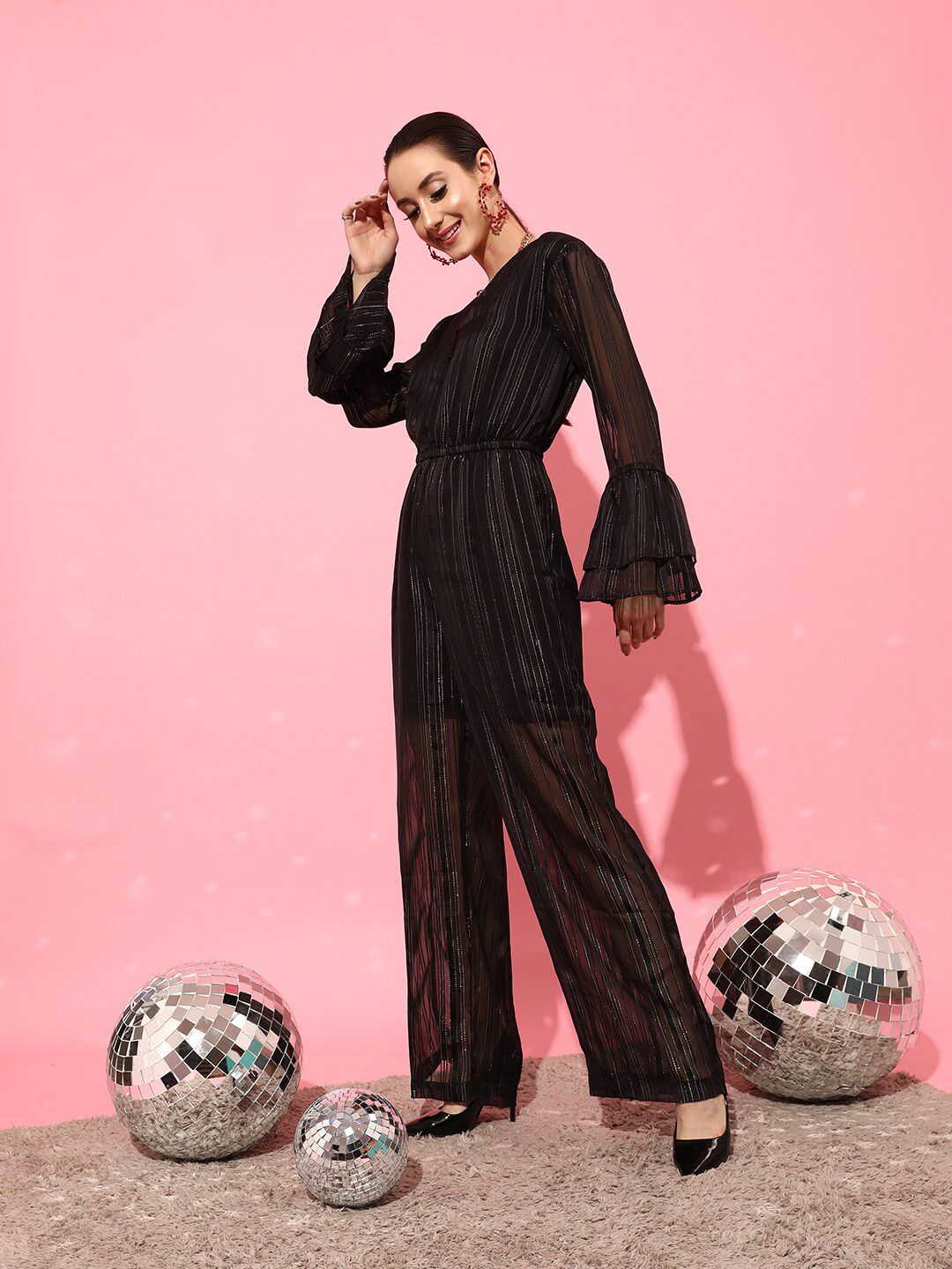 STREET 9 Women Elegant Black Printed Jumpsuit