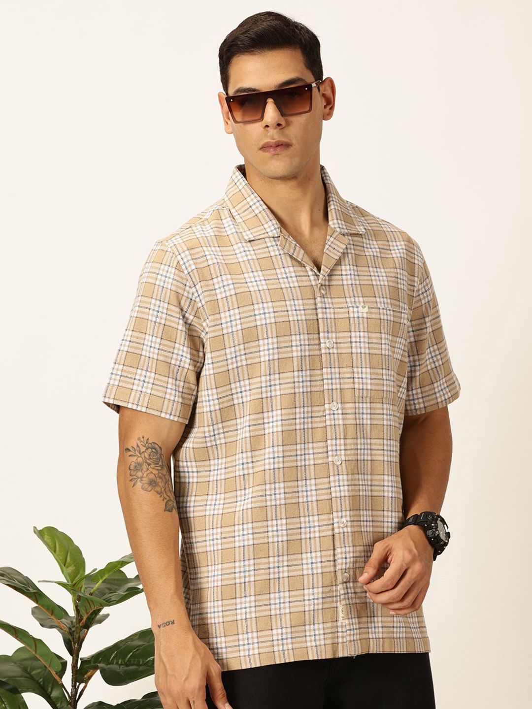 Thomas Scott Men Premium Tartan Checks Casual Oversized Shirt