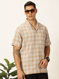 Thomas Scott Men Premium Tartan Checks Casual Oversized Shirt