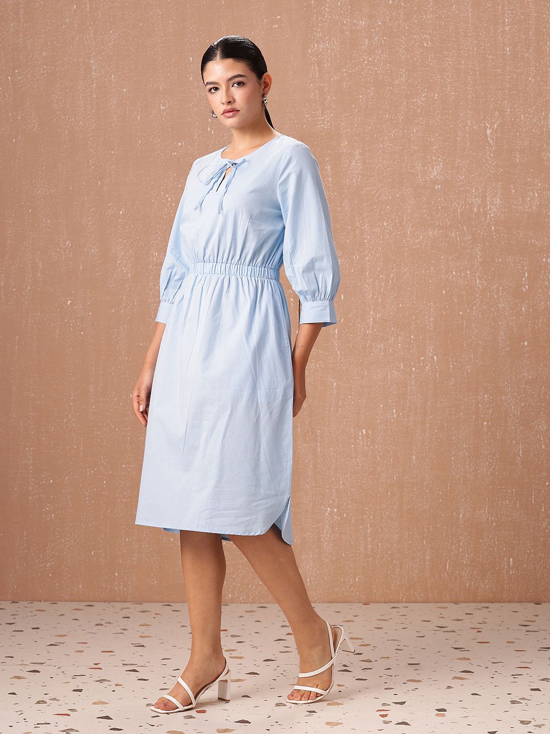 all about you A-Line Cinched Waist Pure Cotton Midi Dress