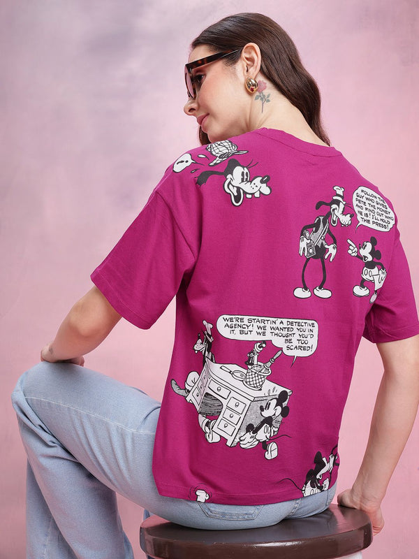 DressBerry Mickey & Goofy Print Pure Cotton Relaxed T-shirt