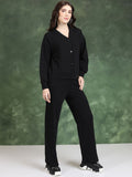 Tokyo Talkies Cardigan Sweater With Crop Top Wide Leg Trousers