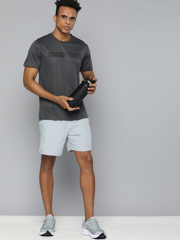HRX By Hrithik Roshan Training Men Anthra Melange Rapid-Dry Graphic Tshirts