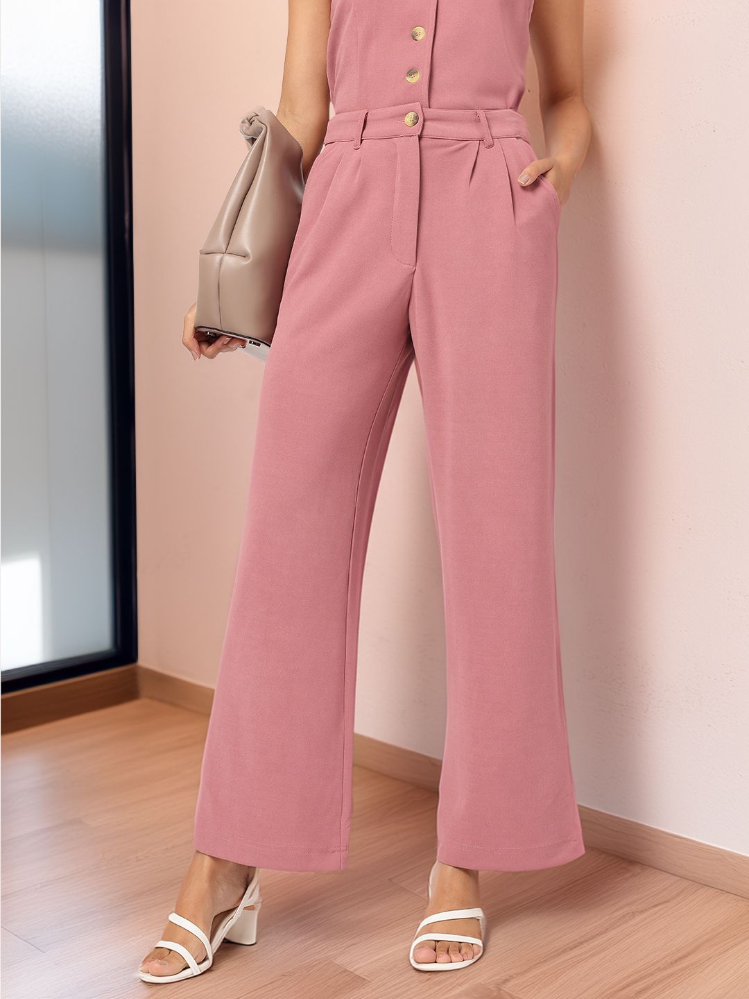 DressBerry Women Next-Gen Straight Smart Casual Trousers