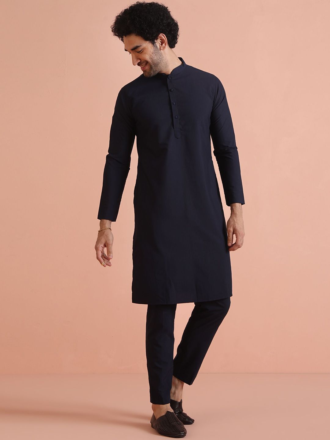 KISAH Straight Kurta with Trousers & Embellished Nehru Jacket