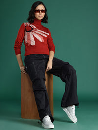 DressBerry Floral Printed Turtle Neck Pullover