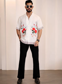 Eszett Men Floral Printed Cuban Collar Casual Shirt