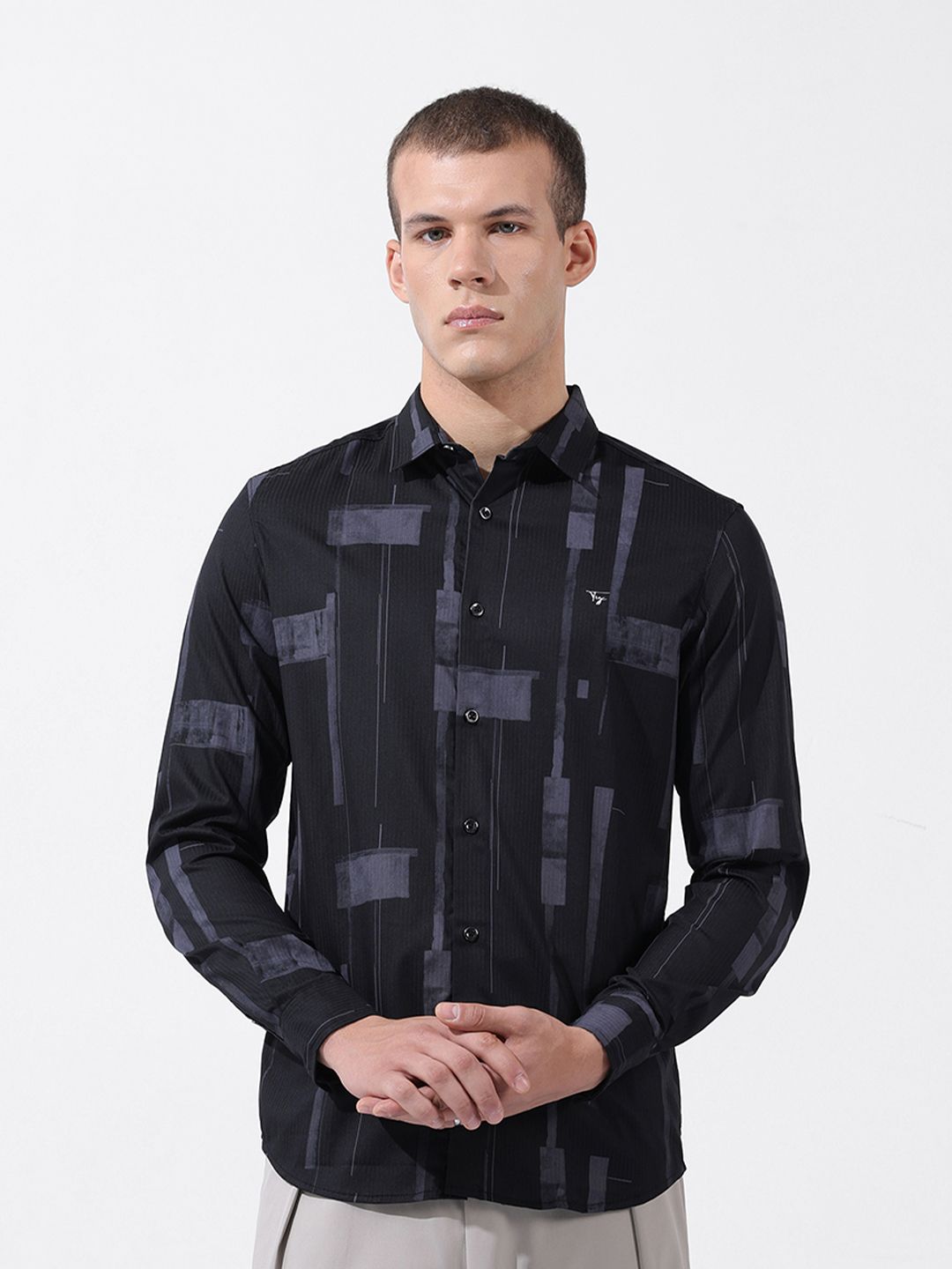 The Indian Garage Co Men Slim Fit Textured Party Shirt
