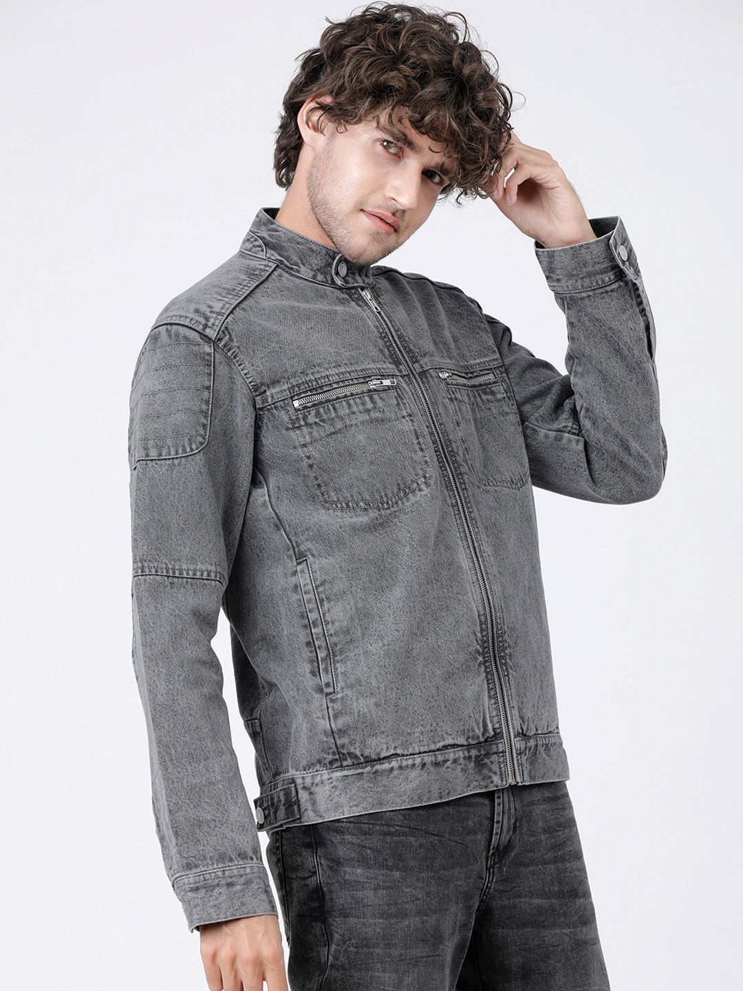 HIGHLANDER Men Grey Solid Jacket