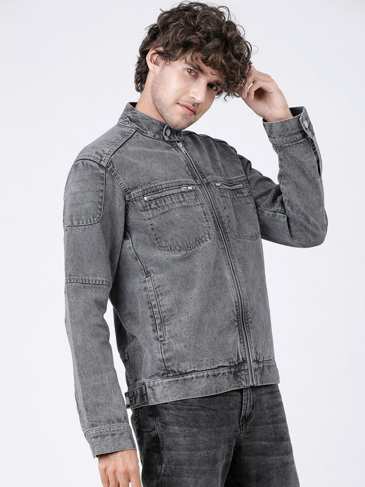 HIGHLANDER Men Grey Solid Jacket