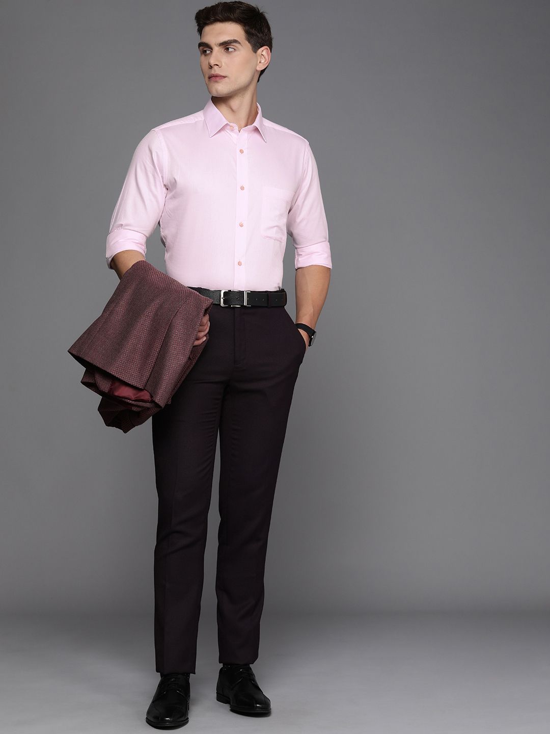 Raymond Pure Cotton Self Design Slim Fit Textured Formal Shirt