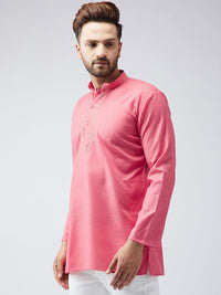 SOJANYA Men Pink Solid Kurta Lurus