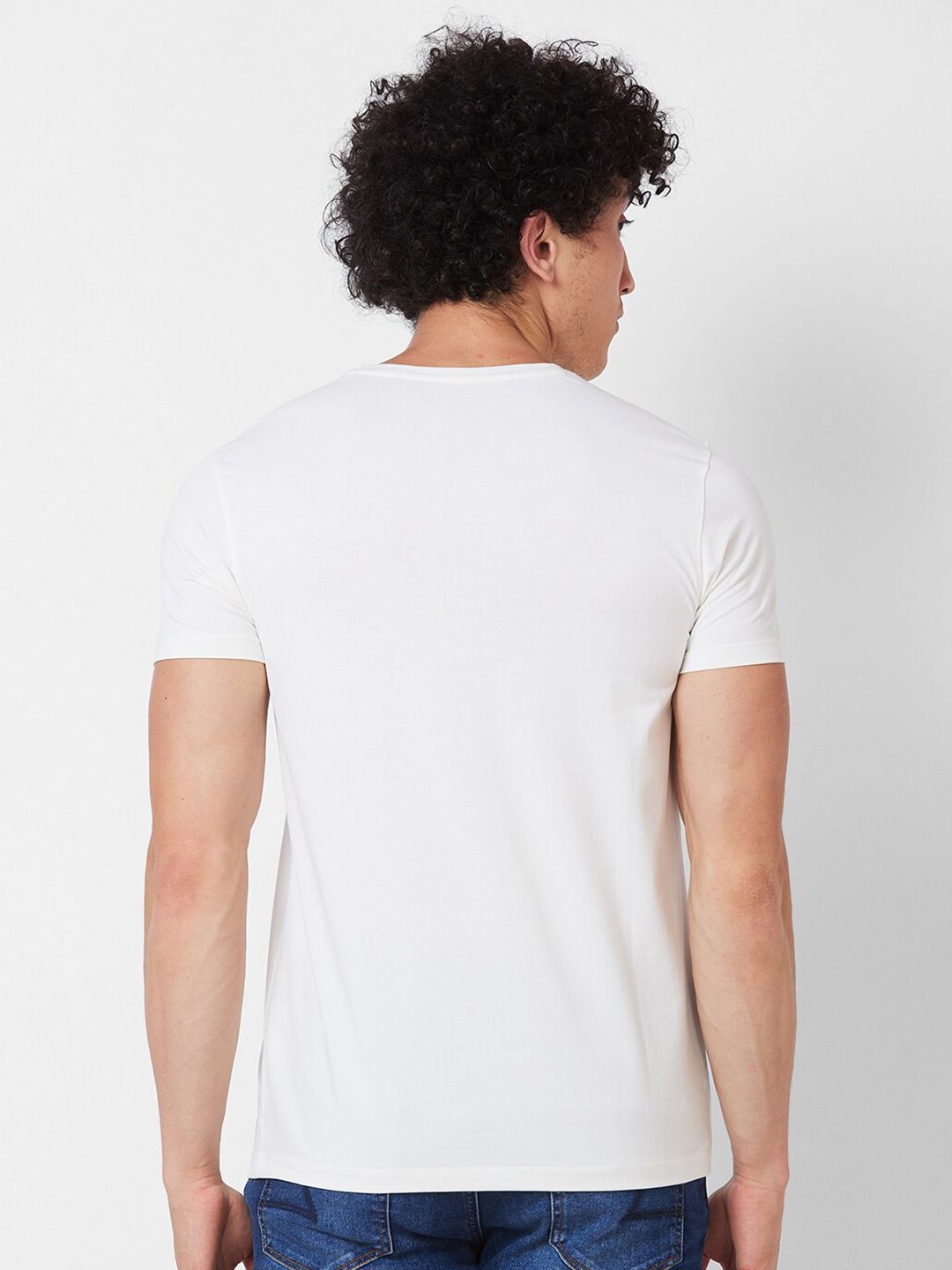 SPYKAR Round Neck Short Sleeves Printed Slim Fit Cotton T-shirt