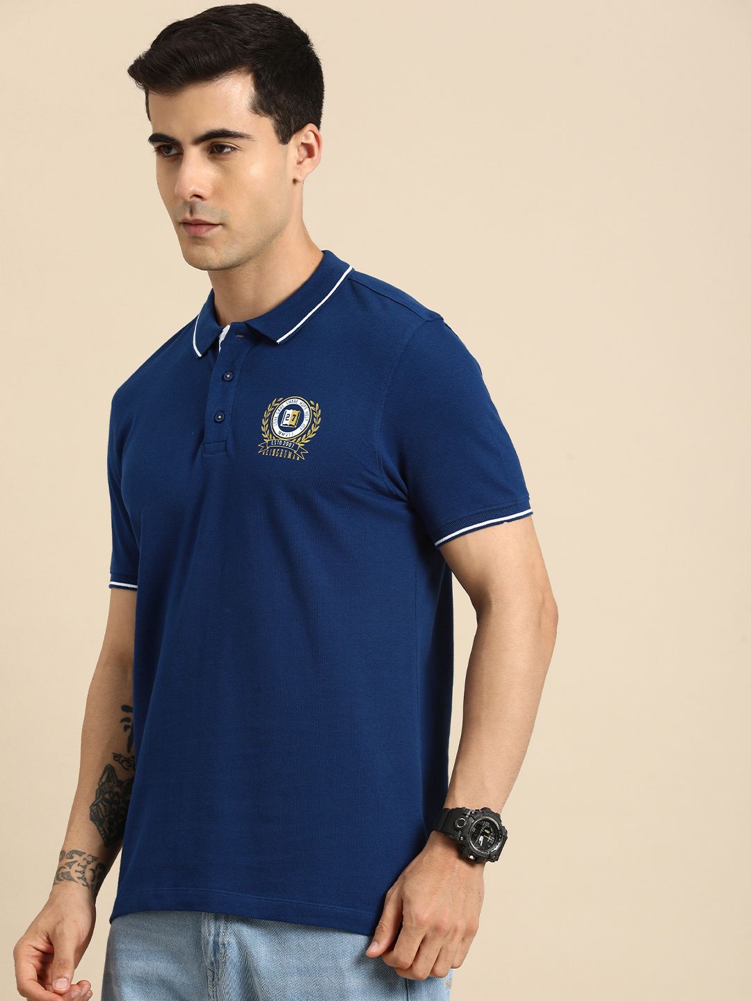 Menjadi T-Shirt Kapas Polo Lelaki Manusia