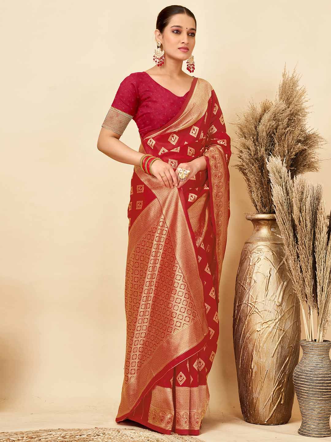 KALINI Woven Design Zari Silk Blend Designer Banarasi Saree