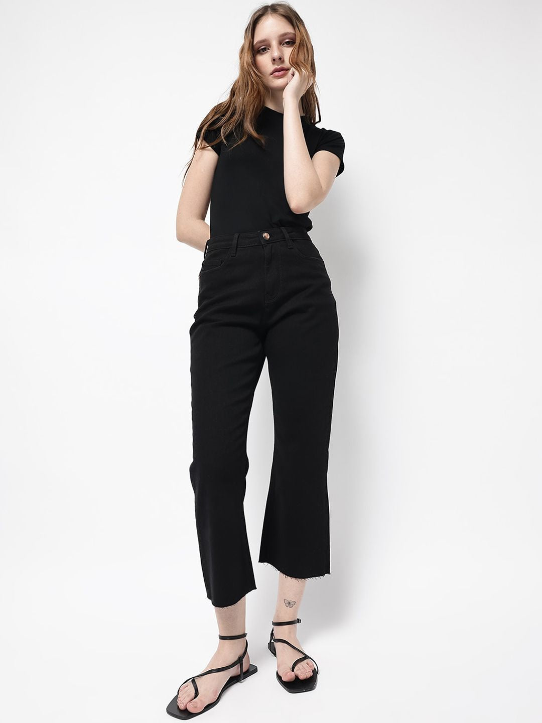 RAREISM Women Comfort Flared High-Rise Stretchable Jeans