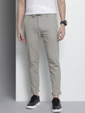 The Indian Garage Co Men Grey Slim Fit Linen Blend Trousers