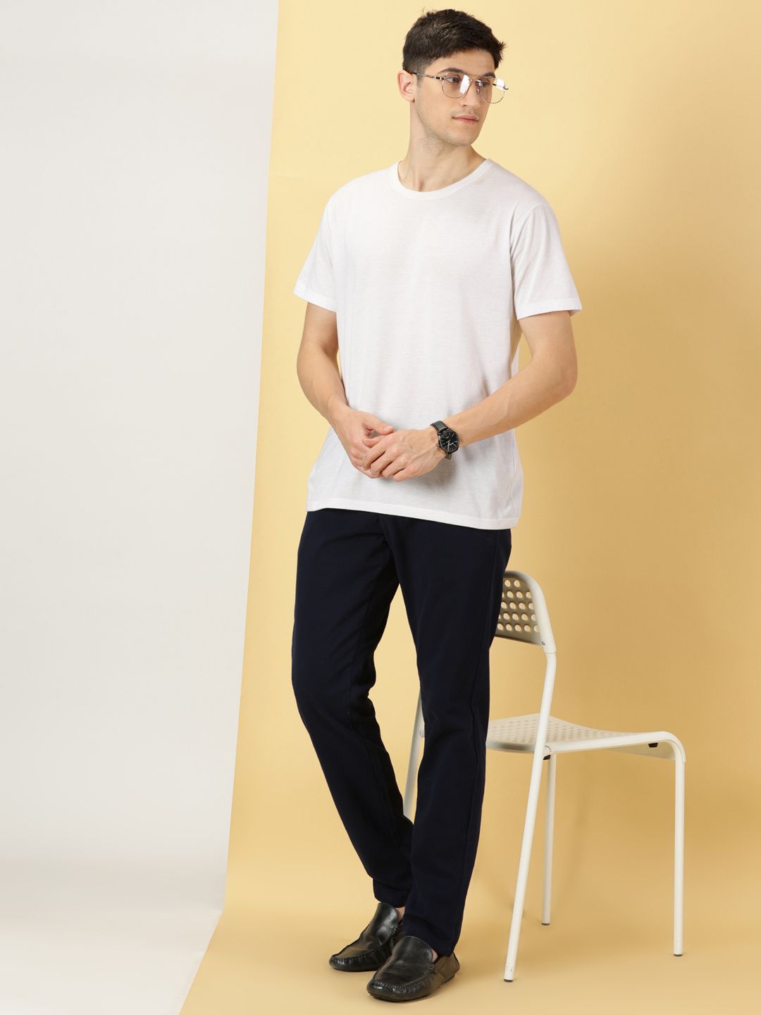 Thomas Scott Men Smart Slim Fit Pure Cotton Mid-Rise Chinos Trousers