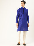 SOJANYA Men Blue Woven Design Straight Kurta