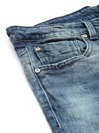 Spykar Men Skinny Slim Fit Rendah Berat Low-Infressed Heavy Fade Jeans