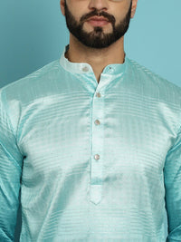 SOJANYA Geometric Woven Design Band Collar Jacquard Silk Kurta With Churidar