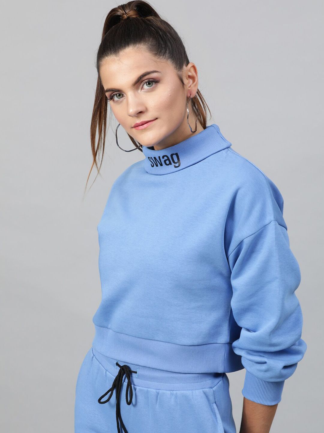 STREET 9 Women Blue Solid Sweatshirt