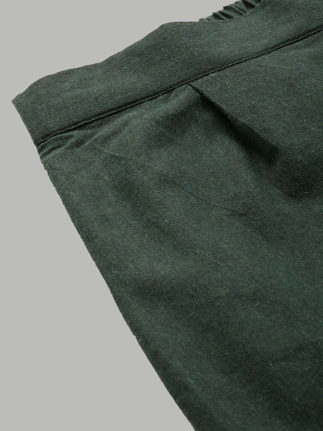 KALINI Mandarin Collar  Woven Design Kurta with Trousers